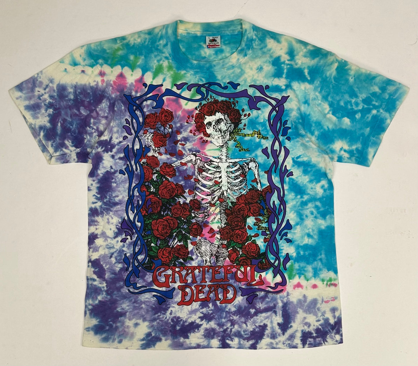 Vintage Grateful Dead 25 Years Dead 1990 Tie Dye Skeleton Music Band Tee Large 22x28.75 Inches