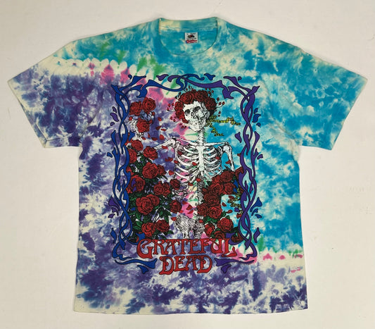 Vintage Grateful Dead 25 Years Dead 1990 Tie Dye Skeleton Music Band Tee Large 22x28.75 Inches