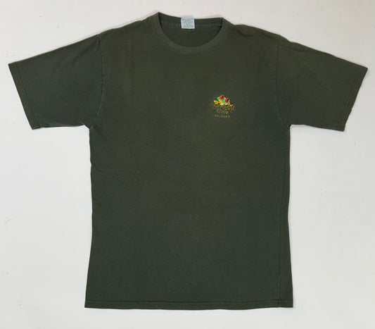 Vintage 90s Rainforest Cafe Chest Embroidered Logo Tee Medium 20x29.25 Faded Green