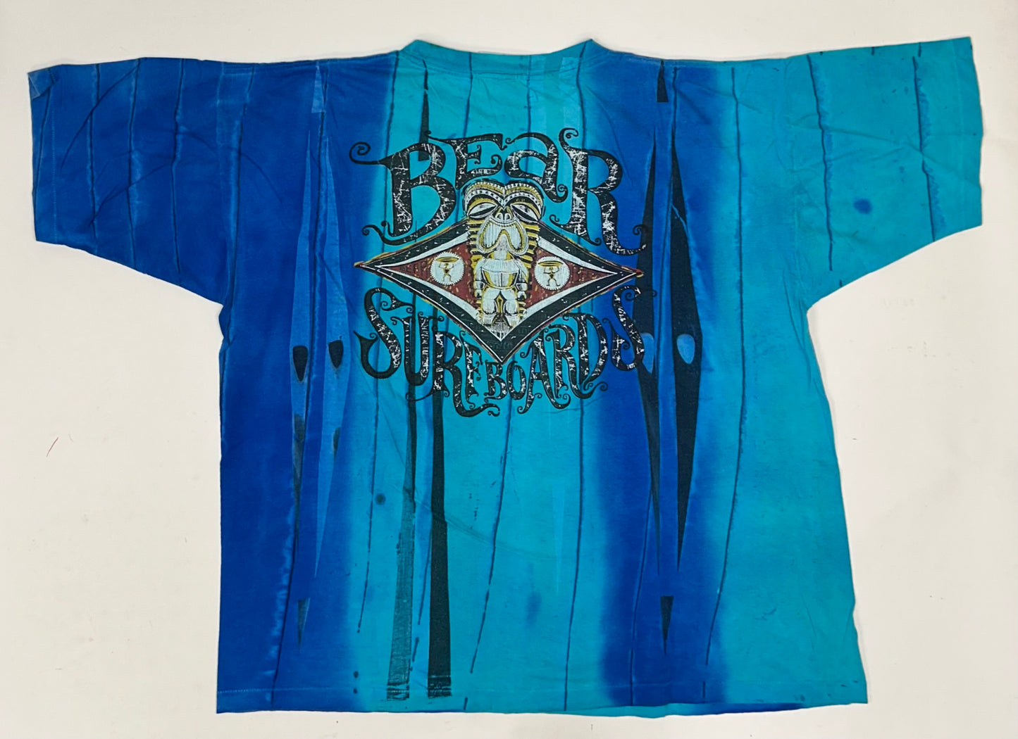 Vintage Bear Surfboards Tie-Dye Blue Shirt XL/2XL Fit 26.5x28.75 Inches Made In USA