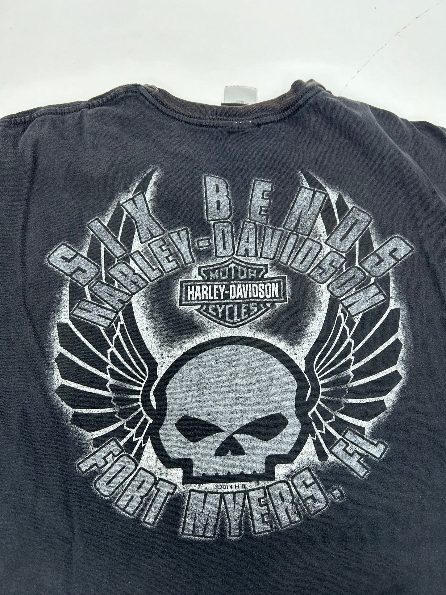 2010s Harley Davidson Motorcycles Six Bend Fort Myers Florida Chopped Sleeveless Tee 3XL 28.25x31.25 Inches As Is Wear & Fading
