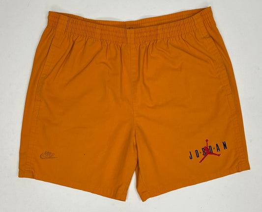 Vintage Nike Air Jordan 'Spellout Logo' Orange Drawstring Shorts 1991 M/L Fit