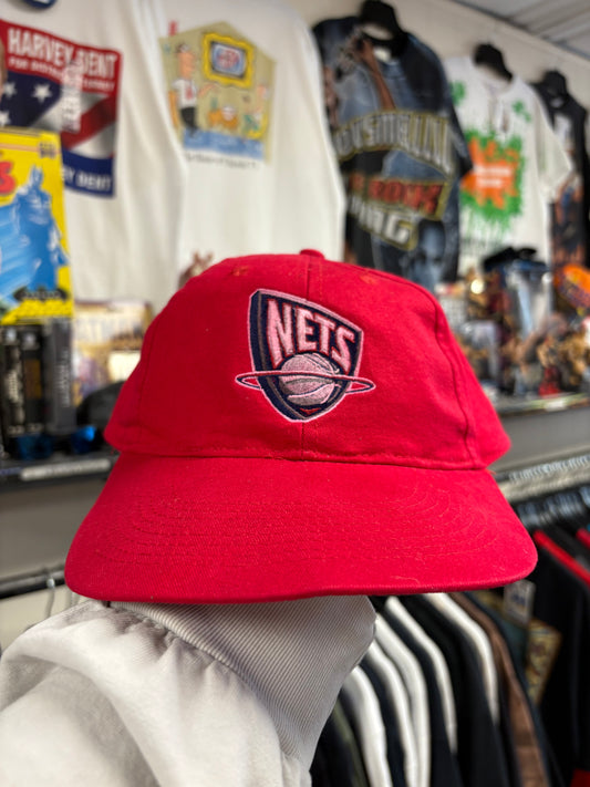 Vintage NJ Nets Team Cotton Red Hat Cap
