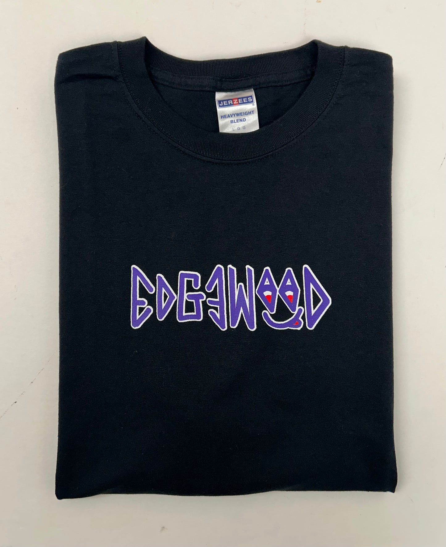 Edgewood NJ first edition “Deeper Than The Roots.” Tee Large 21x28.5 Inches 00s Jerzees 50/50 Blend Made In El Salvador Black