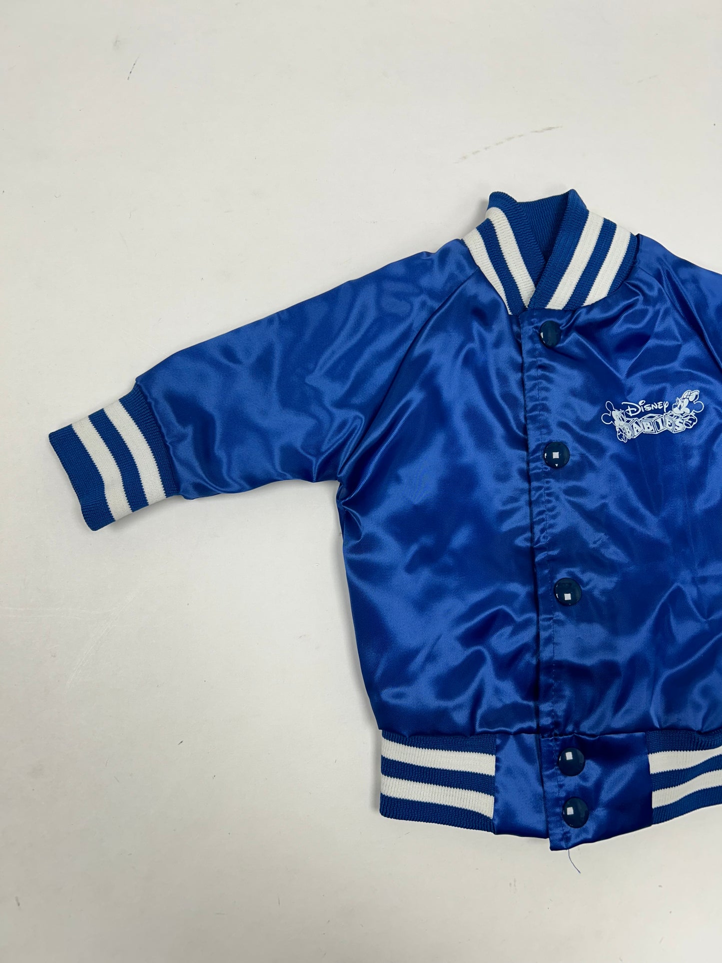 Vintage Chalk Line 1984 DISNEY BABIES Mickey Mouse Satin Snap Jacket Size 6 Months 11.25x14 Inches