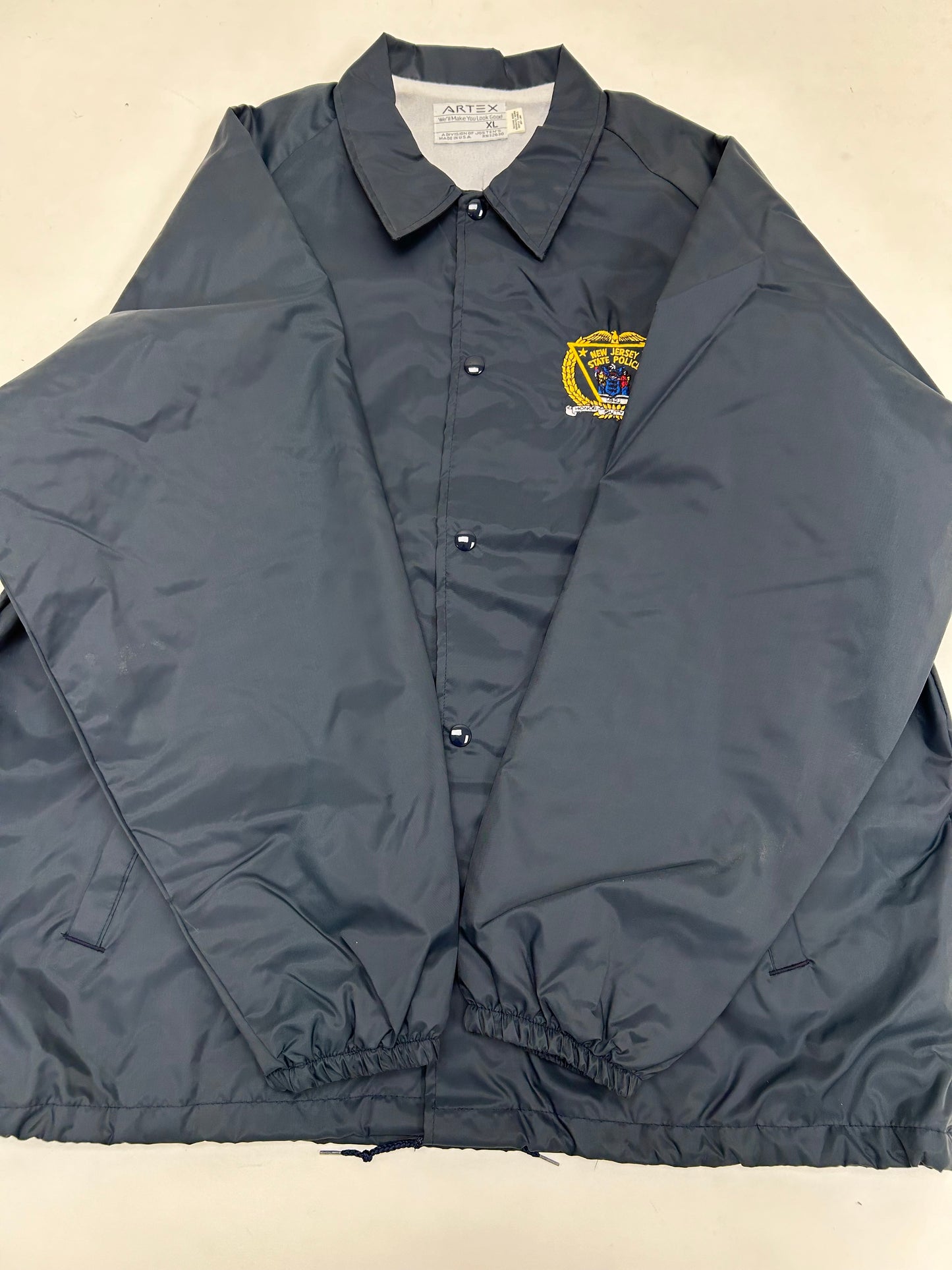 Vintage 90s New Jersey State Police Coaches Jacket Artex XL 27x31 Inches Navy
