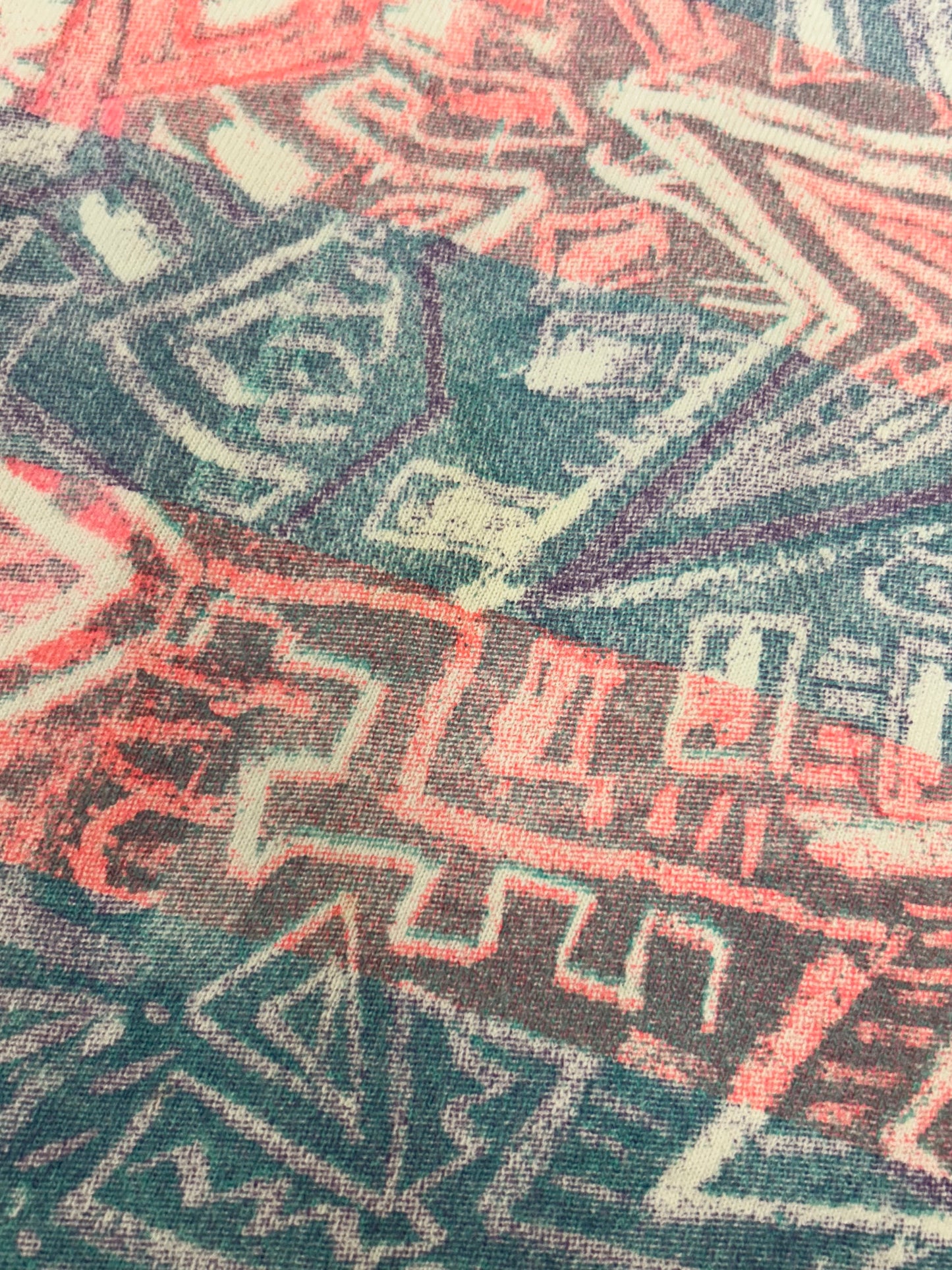 Vintage Gotcha Shirt Pink Blue Tribal Aztec Surf Skate AOP 80s 90s 21.75x26.75 Inches