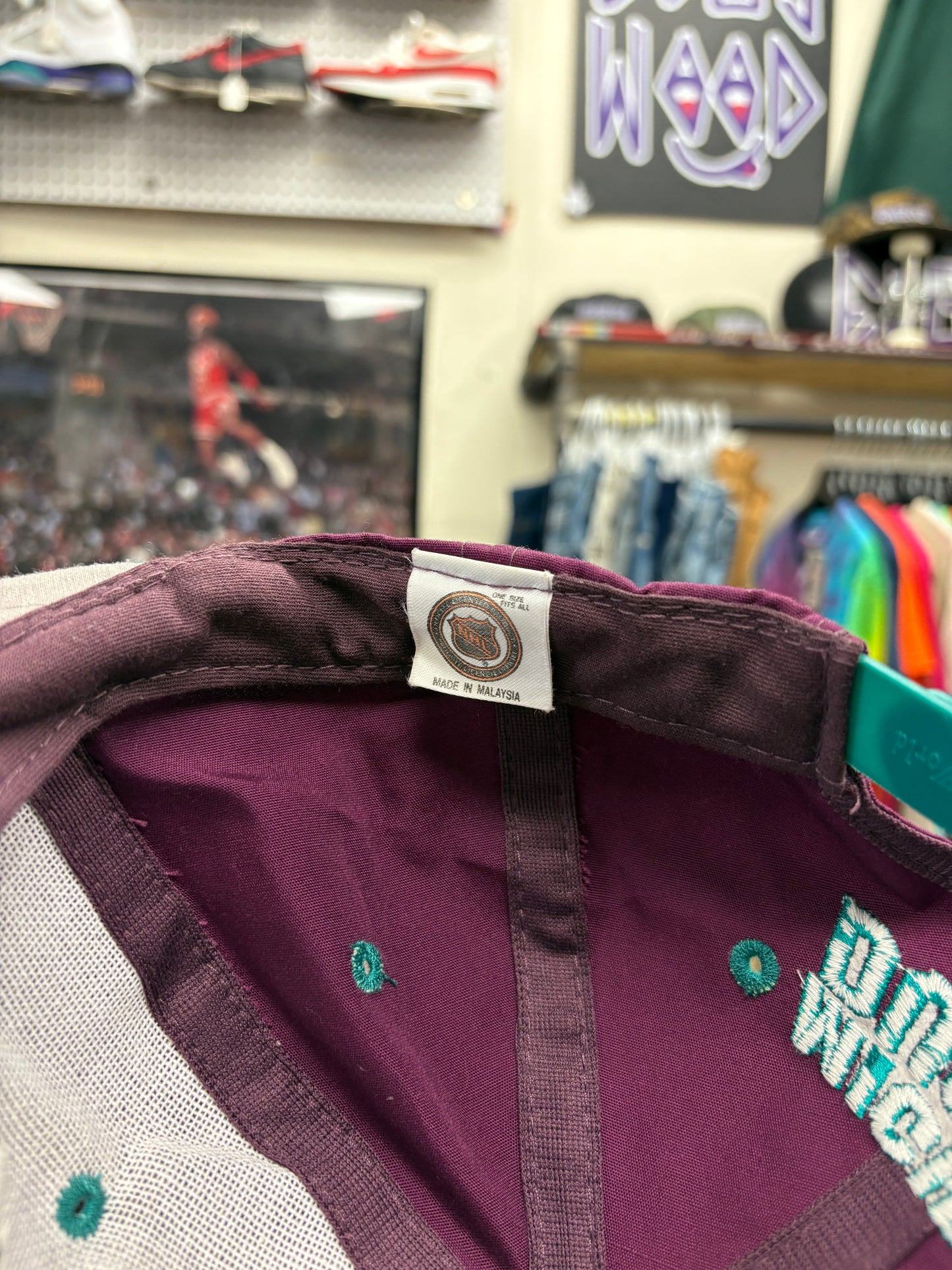 Vintage 90s Anaheim Mighty Ducks Hat Purple Snapback Disney Store