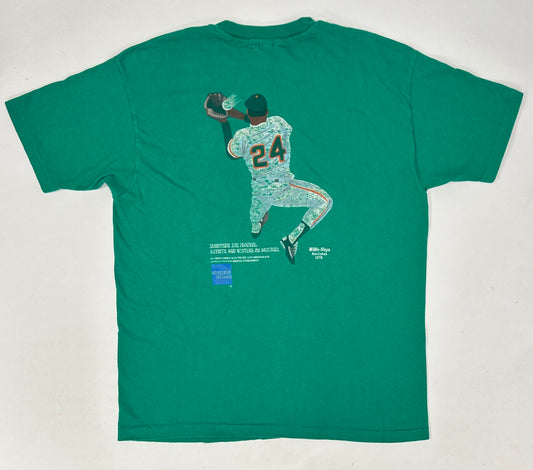 Vintage American Express Diamonds Are Forever Willie Mays San Francisco Giants Tee L/XL 22.25x29.75 Inches