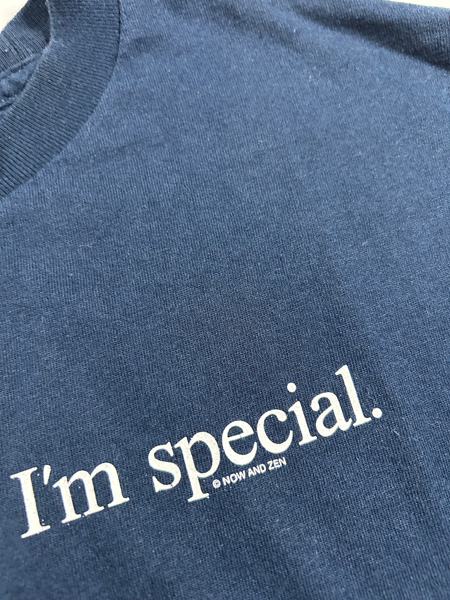 Vintage 2000s Now And Zen My Mommy Says I’m Special Funny Parody Tee Medium 20.25x27.75 Inches Navy