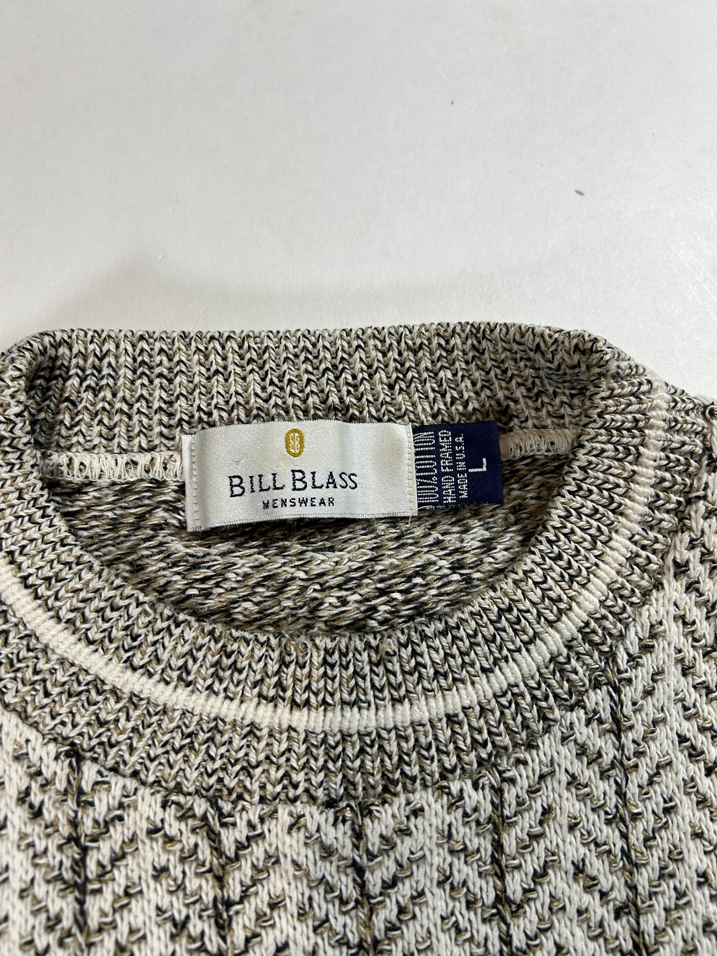 Vintage Bill Blass Grandpa Sweater Cotton Knit USA Men’s Large/Medium 22.5x25.75 Inches