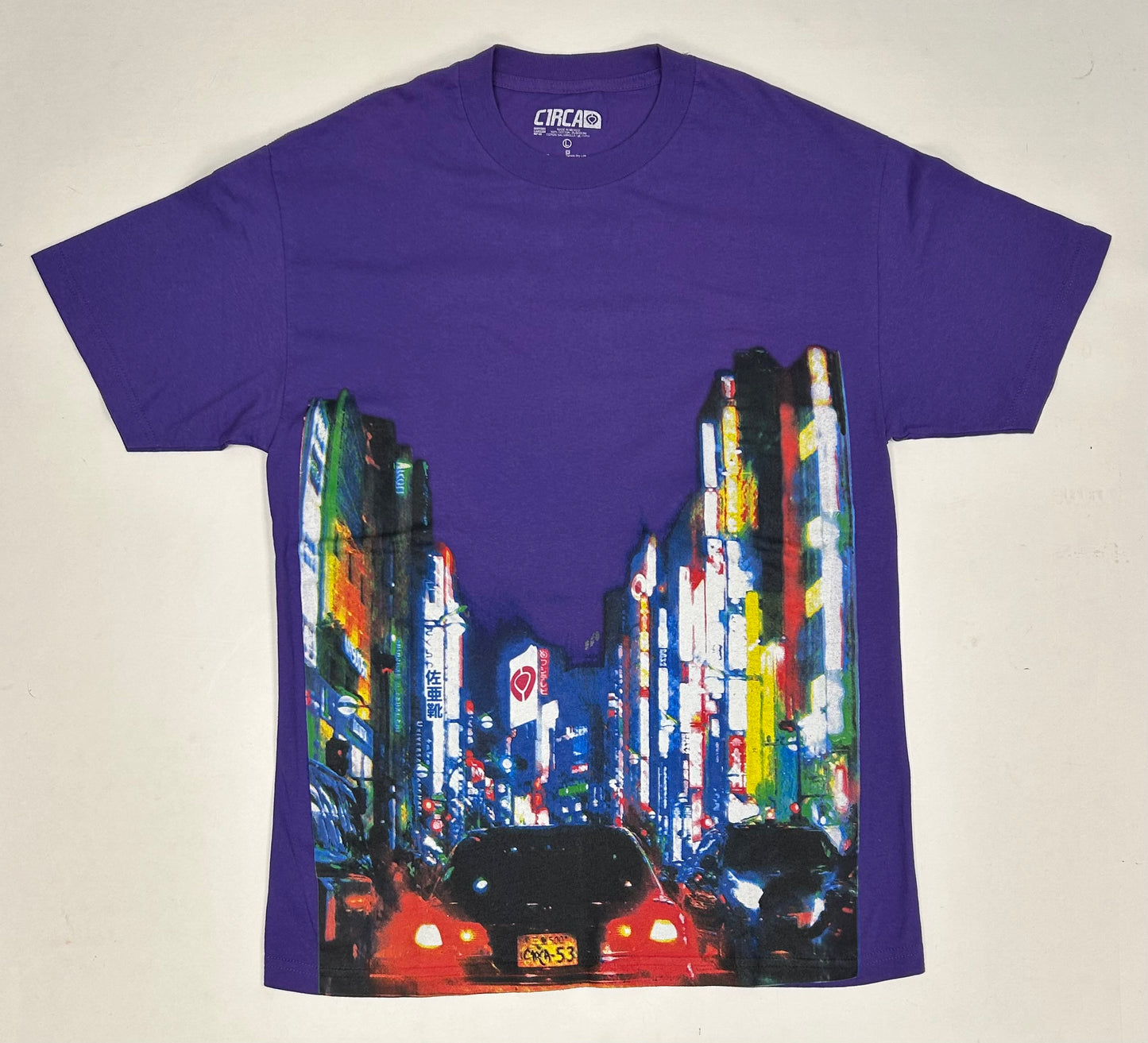 Vintage Circa Footwear City Tokyo Image Skate Tee Large 21.5x31.5 Inches Purple