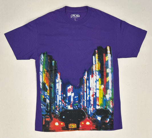 Vintage Circa Footwear City Tokyo Image Skate Tee Large 21.5x31.5 Inches Purple