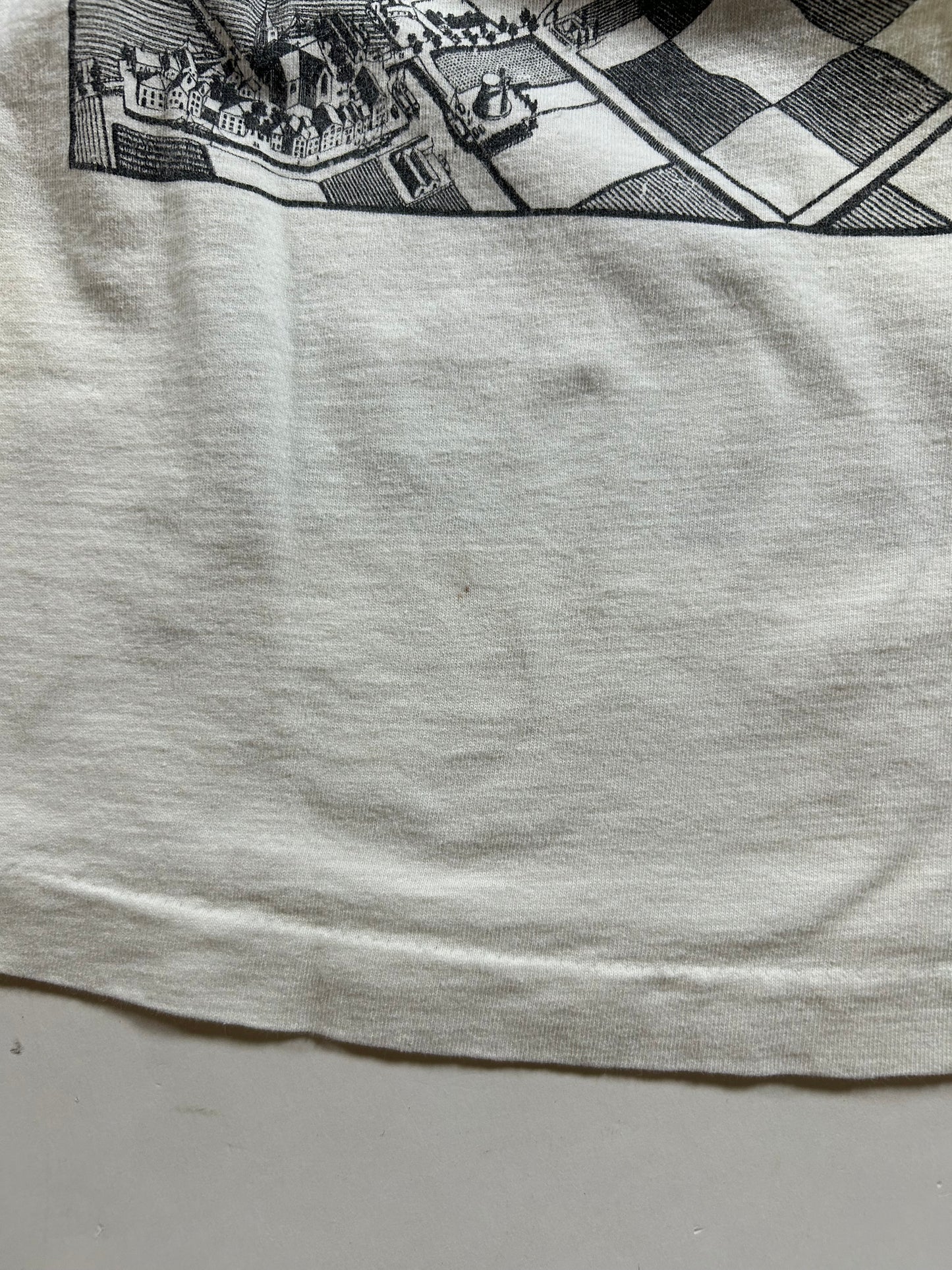 Vintage 1990 M.C. Escher Shirt White All Over Rare Print Art Single Stitch 23x27.75 Inches As Is