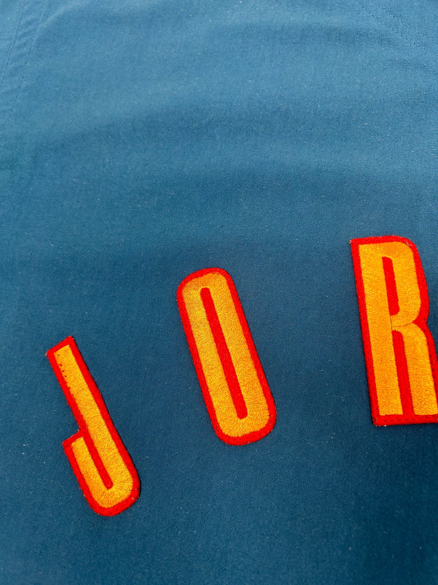 Vintage Nike Air Jordan 'Spellout Logo' Baseball Jersey Blue 1991 Rare XL 27.25x33.5x36 Inches