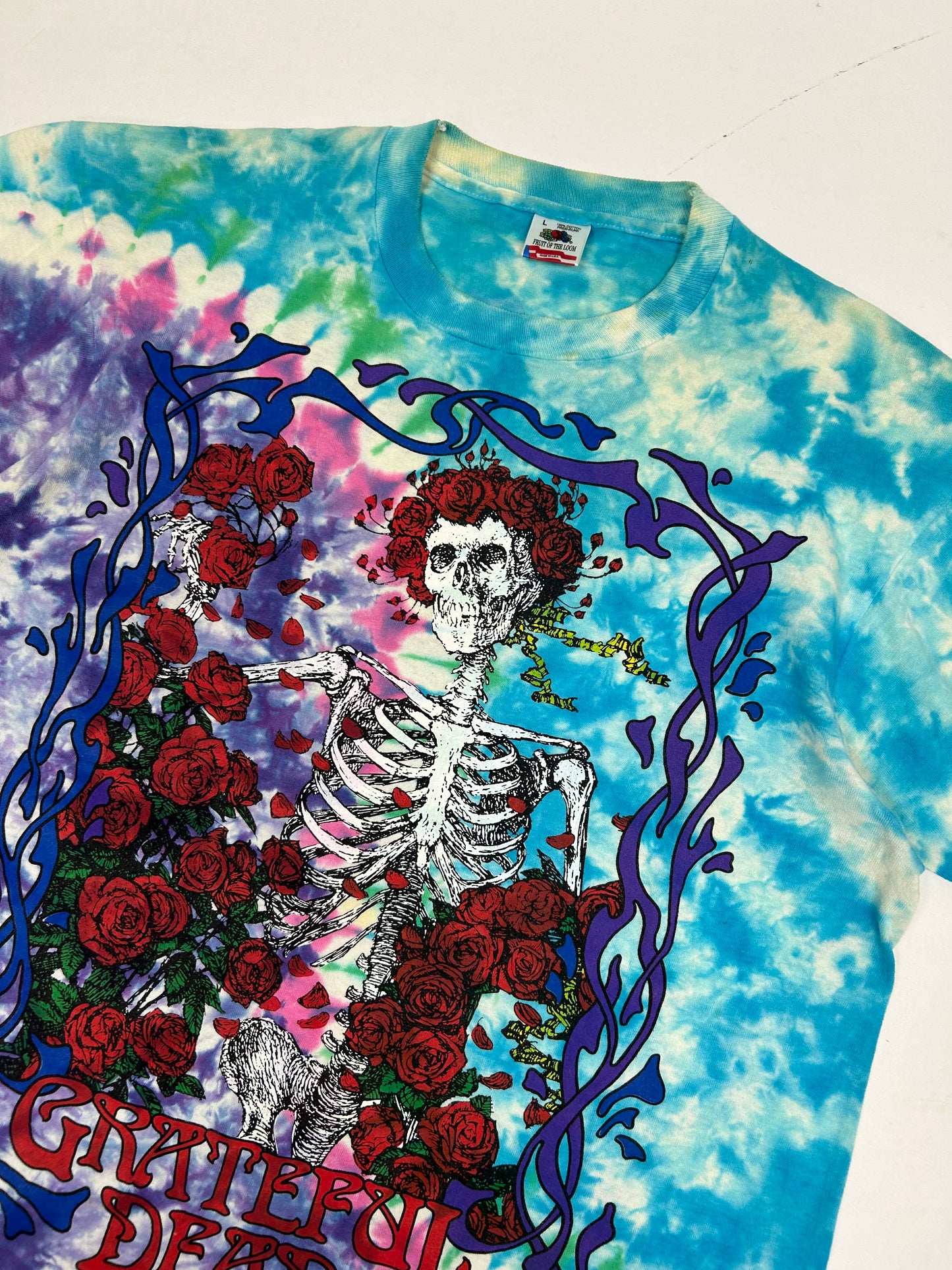 Vintage Grateful Dead 25 Years Dead 1990 Tie Dye Skeleton Music Band Tee Large 22x28.75 Inches