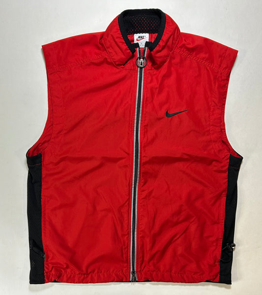 Vintage 90s Nike Zip 3M Windbreaker Vest Medium 22x25.75 Inches Red/Black