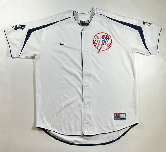 Vintage 2000s Nike Team New York Yankees MLB Blank Jersey Tagged Medium Fits Like A L/XL Best 26.75x32.5/35.25 Inches