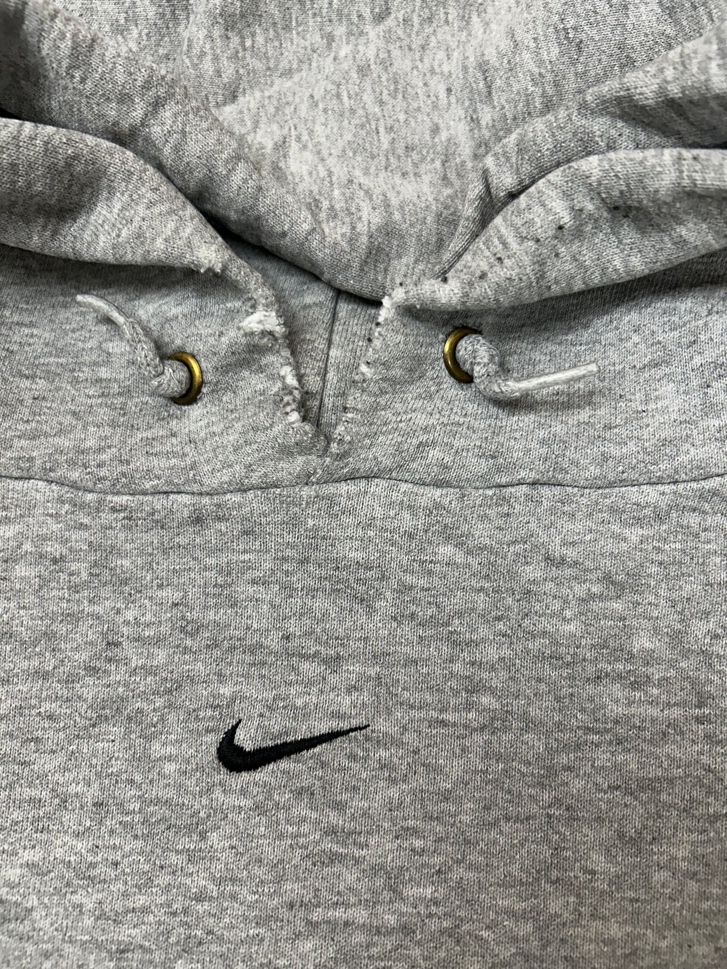 Vintage 90s Nike Center Swoosh Embroidered Logo Hooded Sweatshirt Worn In XL 27.25x28.25 Inches As Is