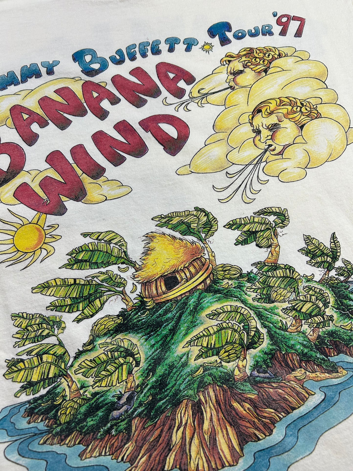 Vintage Jimmy Buffett Banana Wind Tour 1997 T-Shirt Music Giant Tag 20.75x29.5 Inches As Is Has Marks
