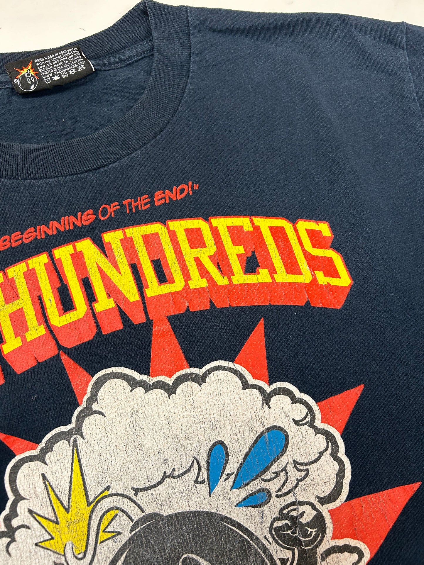 Vintage 00s The Hundreds Adam Bomb The Beginning Of The End Graphic Tee Navy Medium 20x28 Inches As Is