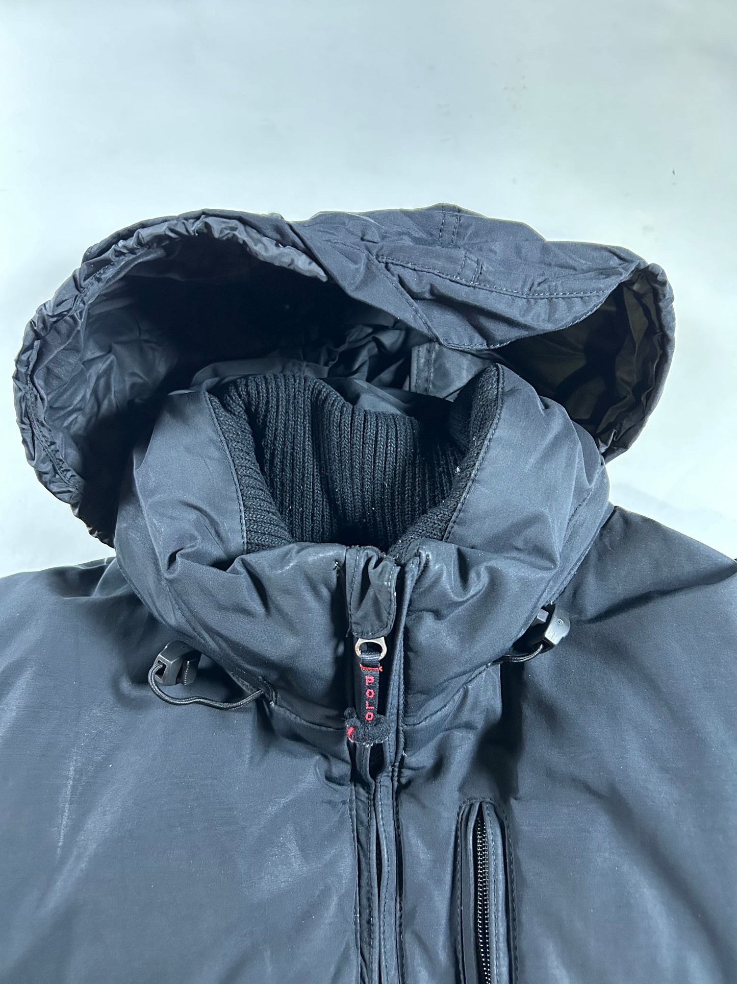 Vintage Polo Sport Ralph Lauren Down Puffer Jacket Mens 2XL 29x30.75 Inches Black As Is Had Wear