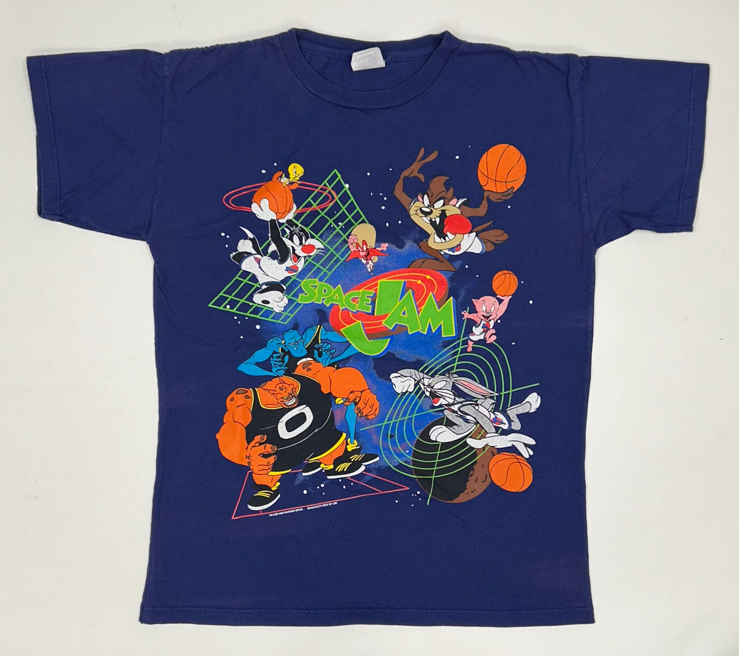 Vintage Space Jam Movie Promo Looney Tunes Warner Bros 1996 Tee Large 21.75x28.5 Inches