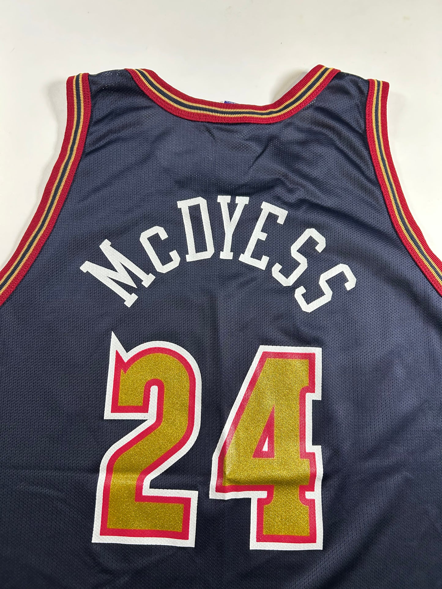 Vintage 90s Champion Denver Nuggets Antonio McDyess NBA Jersey 44 Large 22.75x30.75 Inches
