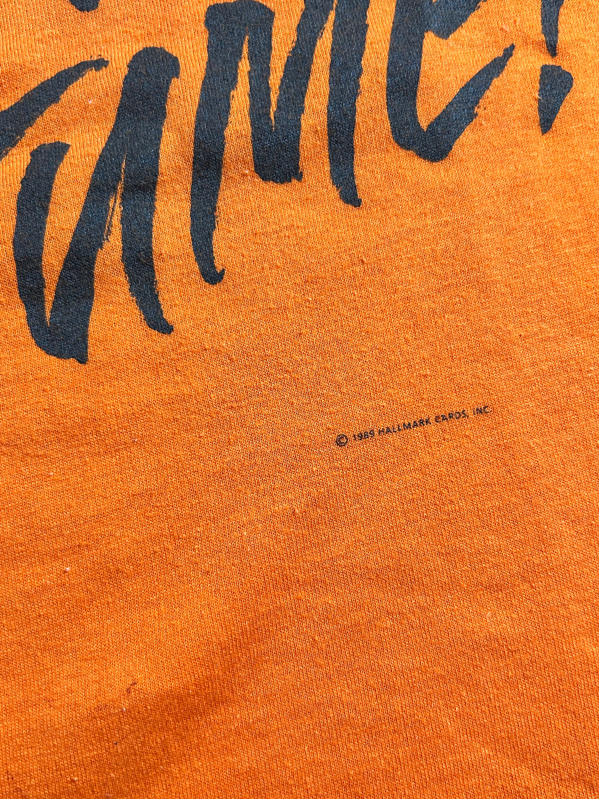Vintage 1989 This is My Halloween Costume Funny Orange Hallmark T-Shirt 21.25x28.25 Inches As Is Has Wear