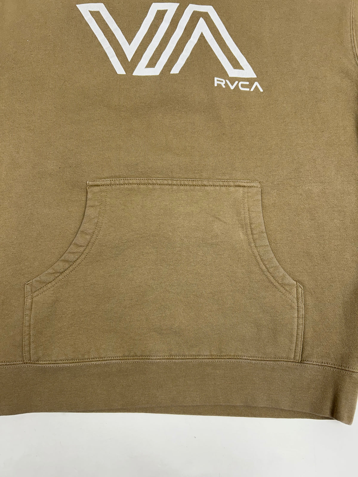 RVCA VA Hoodie Sweatshirt Hooded Tan Medium 22.75x26.25 Inches