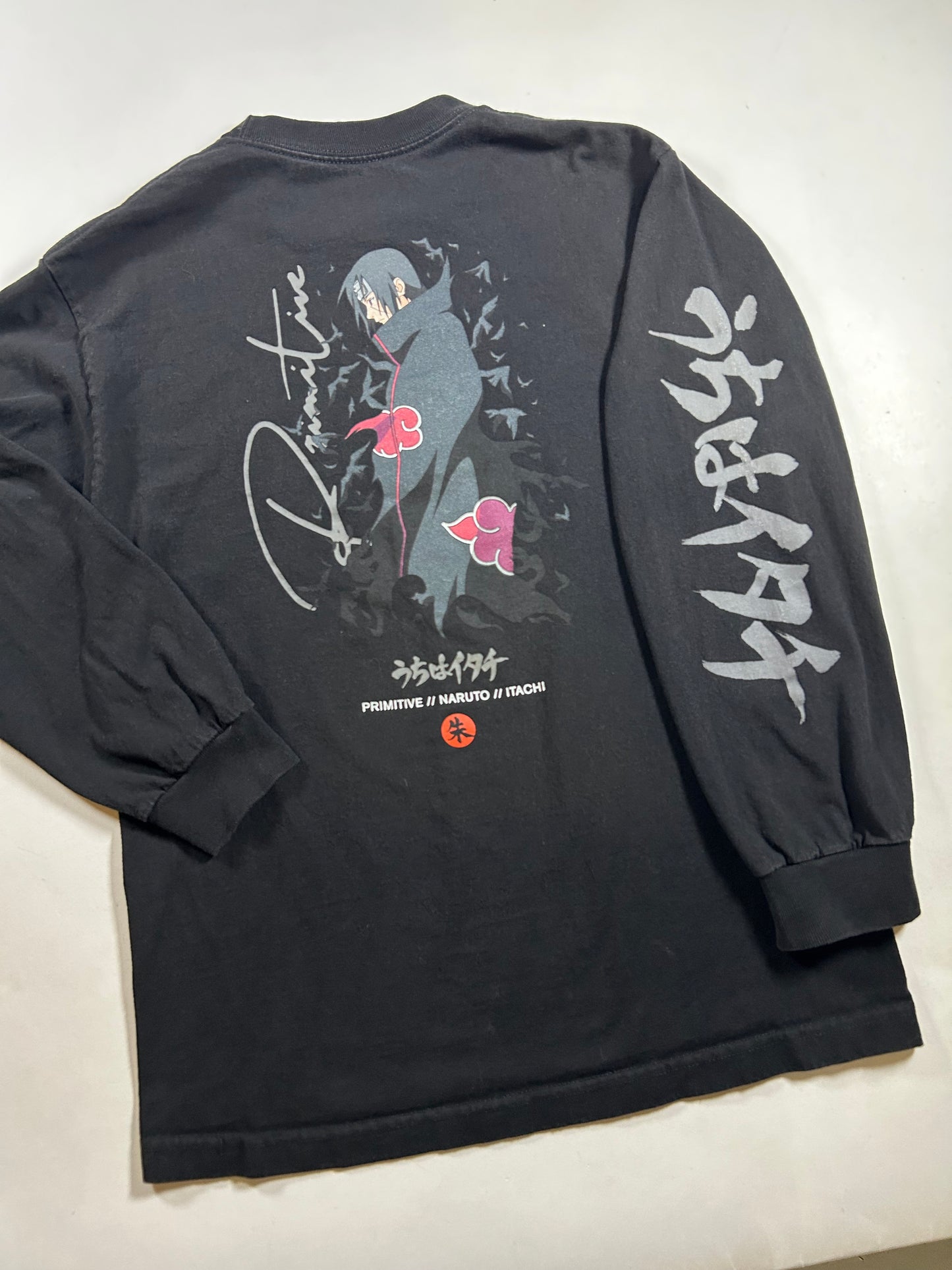 Primitive Naruto Itachi Long Sleeve Shirt Size Medium 19.5x27.5 Inches Black Skateboard Anime