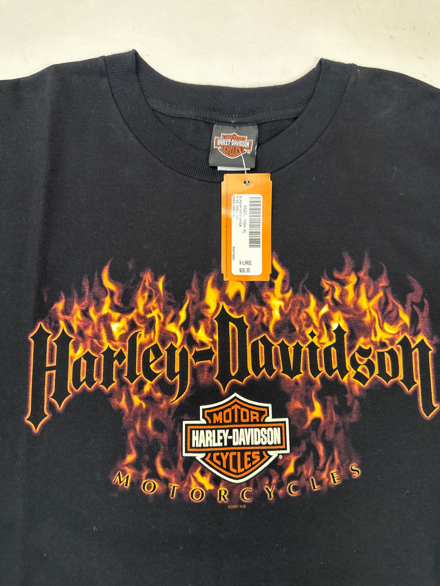 2006-2007 Harley Davidson Motorcycles Fire Starter Bruce Rossmeyer’s Boca Raton Florida Dealer Tee XL 23.5x33 Inches DS Brand New Old Stock