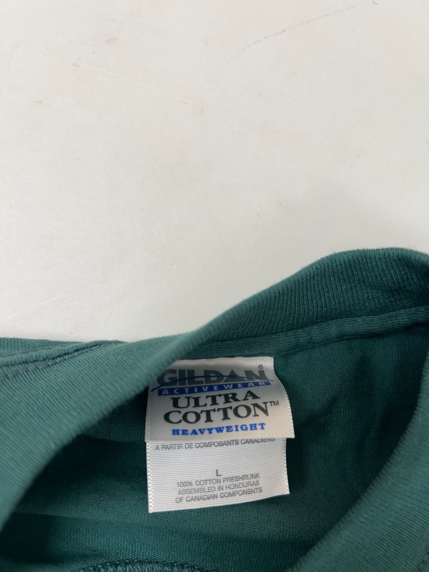 Edgewood NJ first edition “Deeper Than The Roots.” Tee Large 22x31.5 Inches 00s Gildan 100% Cotton Canada/Honduras Slate Green