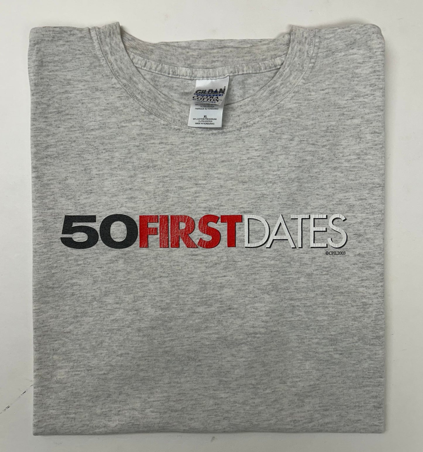 Vintage 2003 50 First Dates Adam Sandler Movie Promo Tee XL 24x30.25 Inches Gray