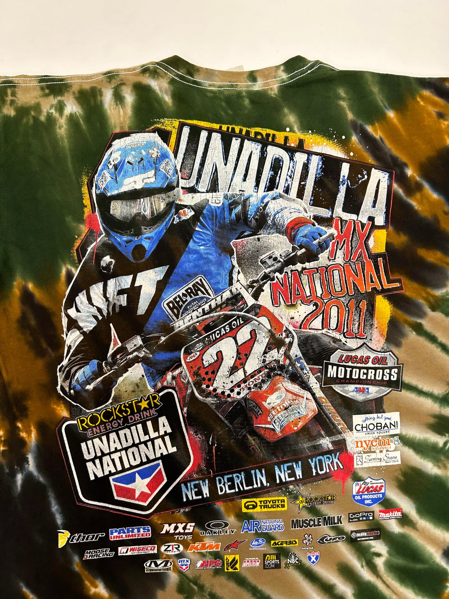 2011 Unadilla National Motocross Rockstar Energy MX Tie-Dye Tee Large 22.5x27.75 Inches
