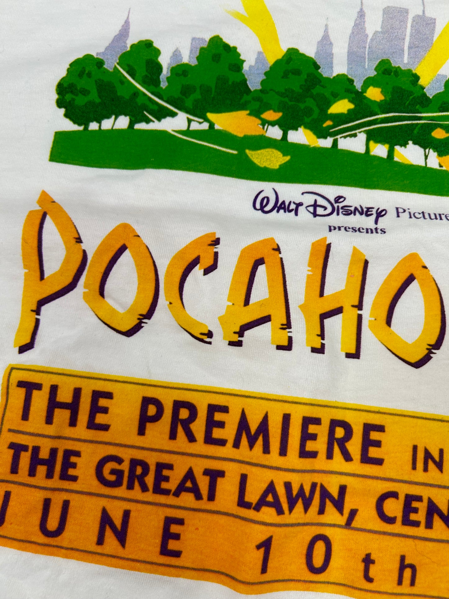 Vintage 90s Pocahontas The Premiere In The Park Central Park Disney Movie Promo Tee XL 24.25x31 Inches Clean