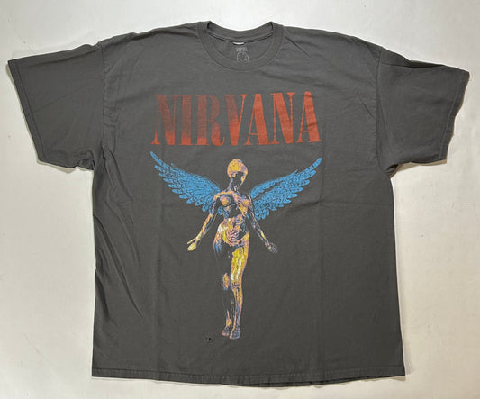 2010s Nirvana Band Music Tee XL 25.5x30 Inches Gray As Is