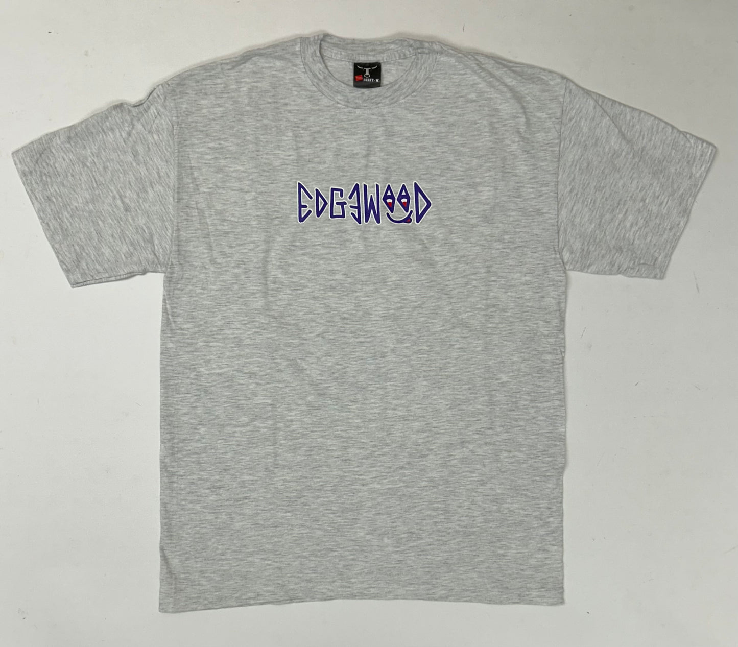 Edgewood NJ first edition “Deeper Than The Roots.” Tee 00s Hanes Beefy-T 99% Cotton 1% Other Fibers El Salvador Heather Gray