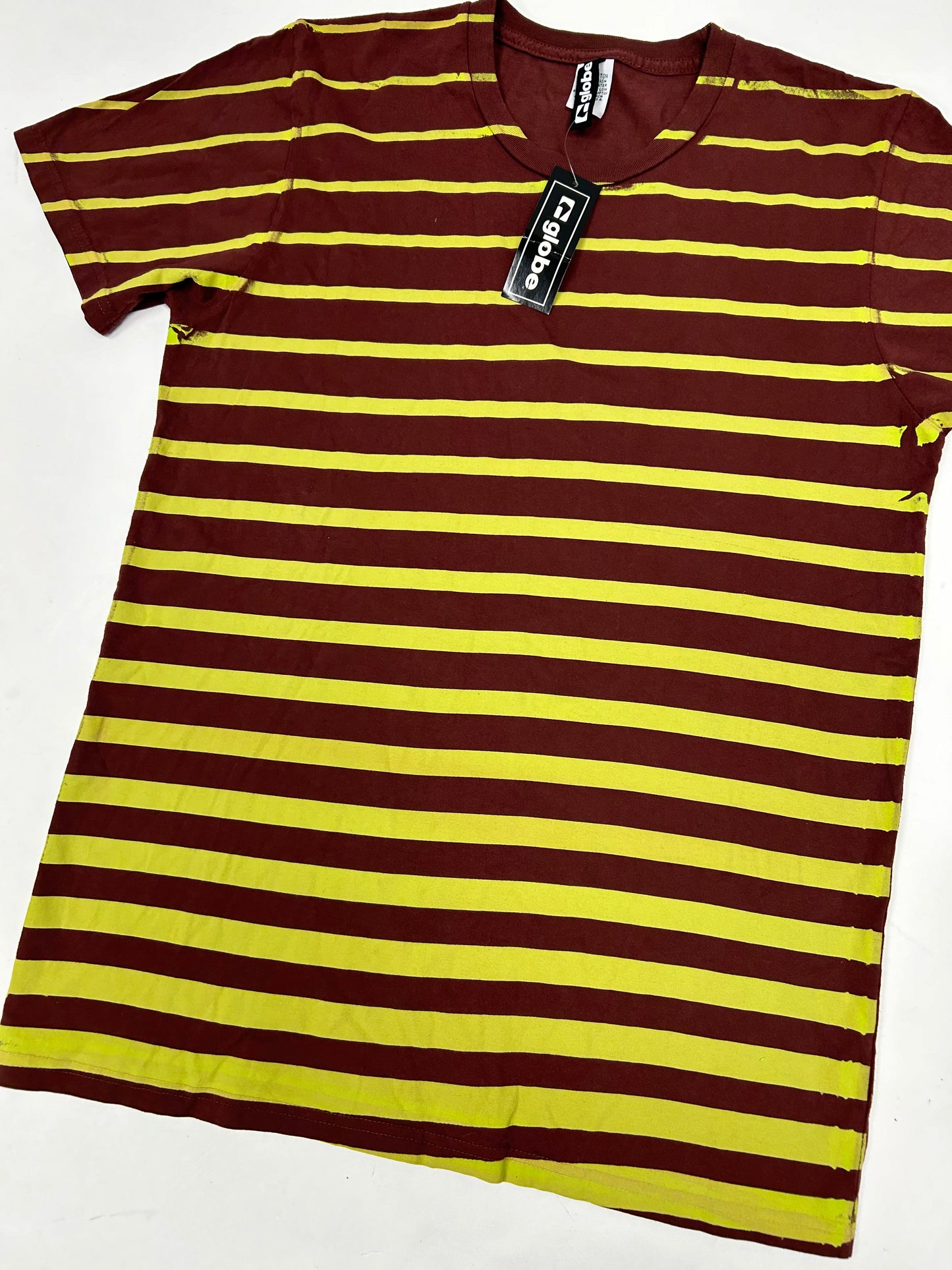 Vintage Globe Shoes Skateboarding Down Stripe Slim Fit Skate Tee New Medium 19.5x28.25 Inches DS Brand New Old Stock With Tag