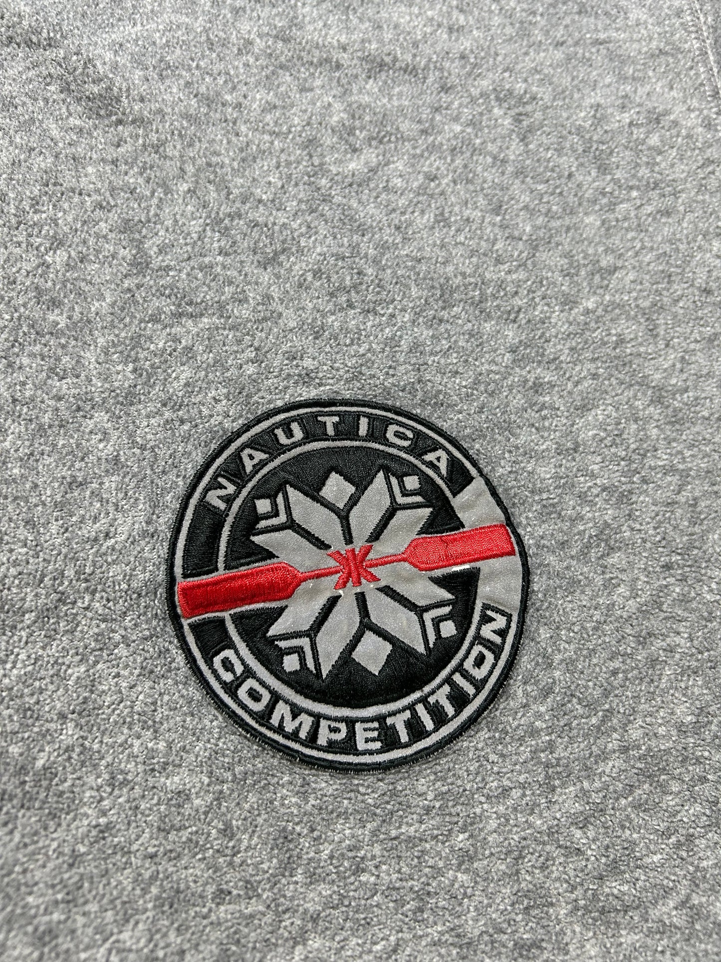 Vintage 90s Nautica Competition 1/4 Zip Fleece Pullover Made In USA Gray M/L Fit 24.25x27.5 Inches