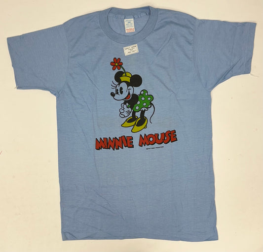 Vintage 70s Tropix Togs Double Sided Minnie Mouse Single Stitch Tagged Large Fits Medium 19.75x29.5 Inches Blue New