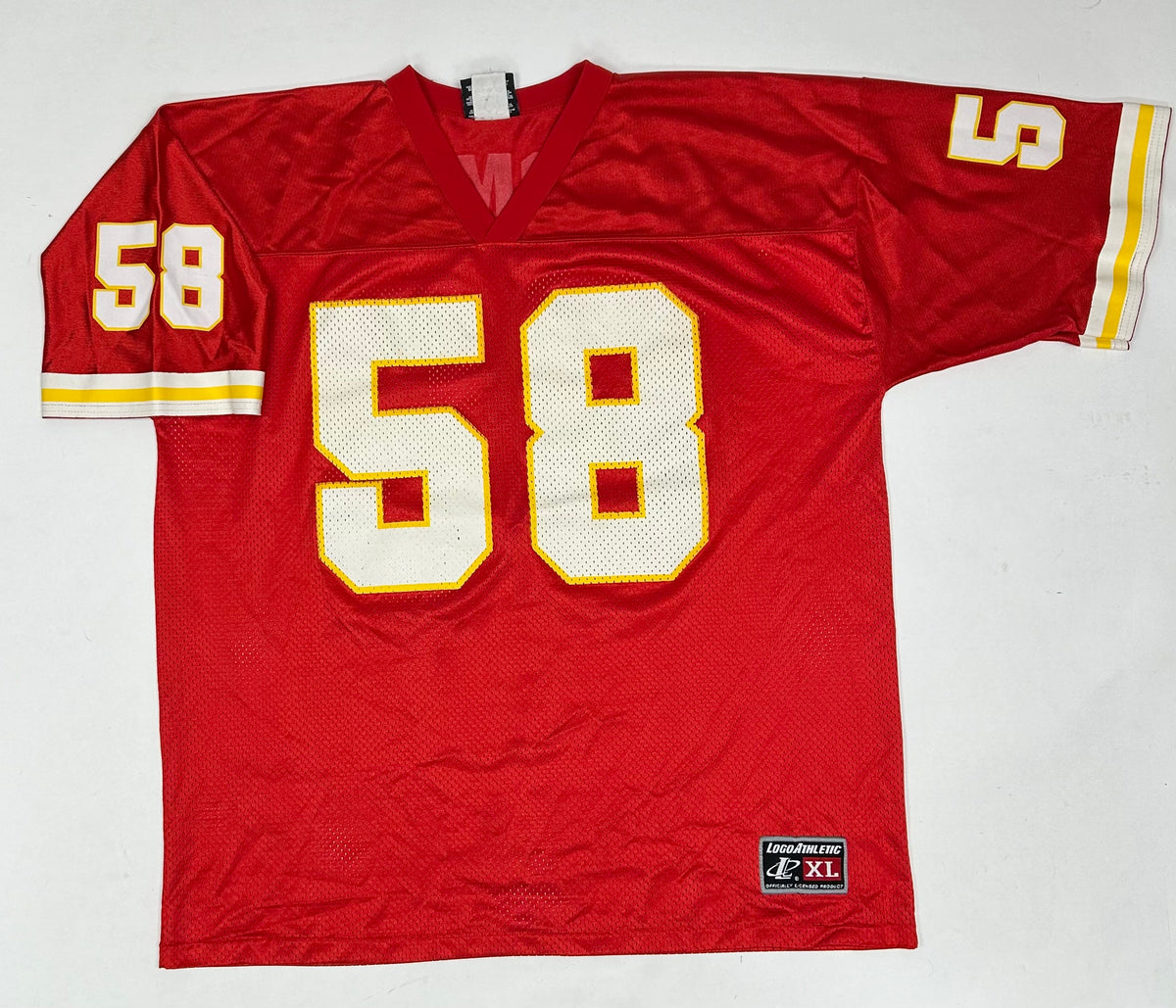 Vintage Logo Athletic Kansas City Chiefs Derrick Thomas # 58 NFL Jersey Red XL 25.75x31.25 Inches