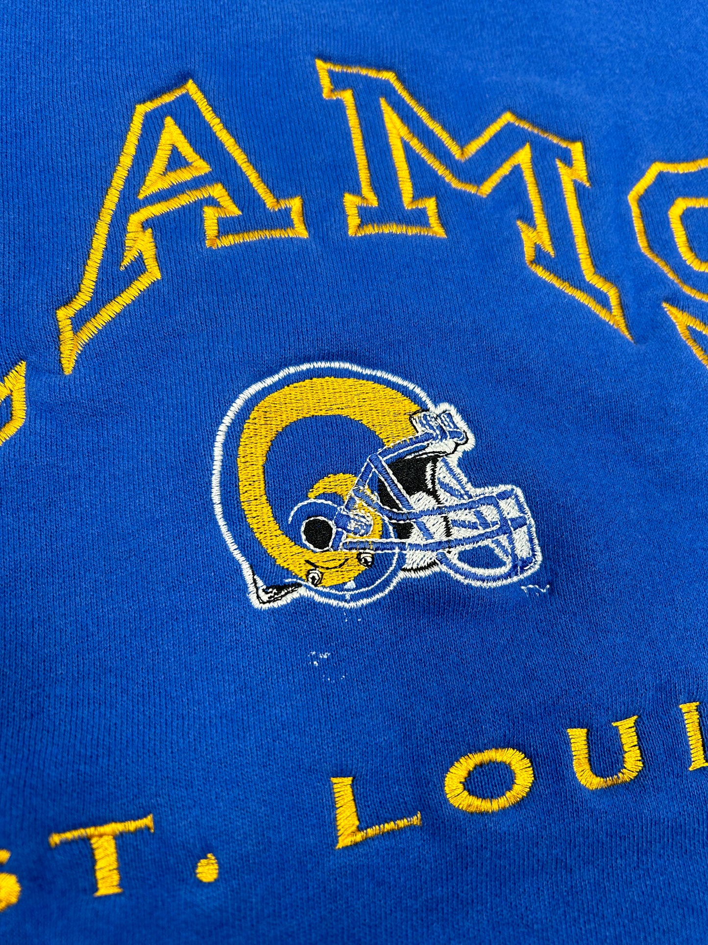 Vintage Lee St. Louis Rams NFL Crewneck Has Paint & Marks As Is Large/Medium 24.5x27.75 Inches