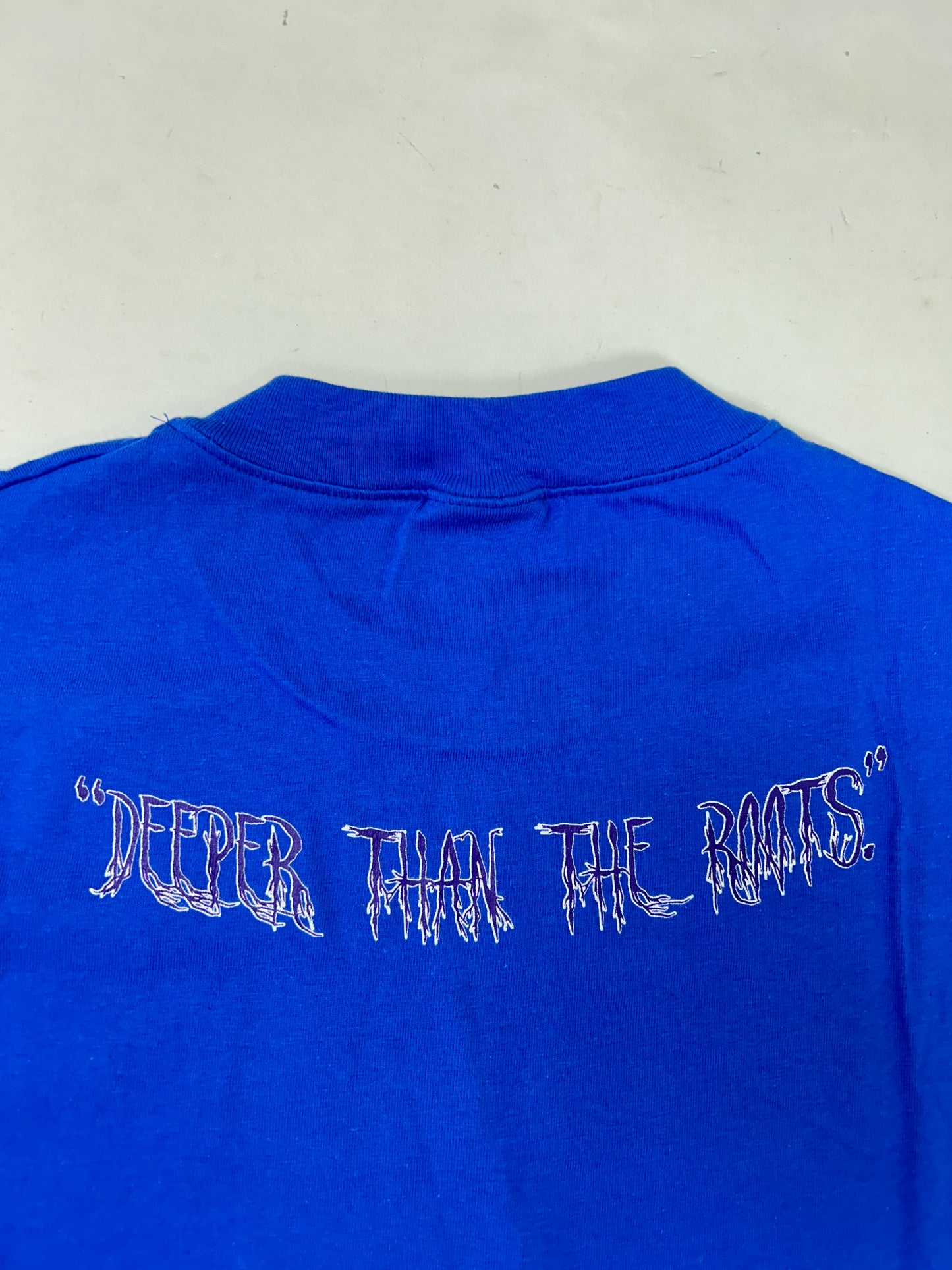 Edgewood NJ first edition “Deeper Than The Roots.” Tee XL 23.75x31.75 Inches Hanes Beefy-T 100% Cotton USA/Mexico Made Royal Blue