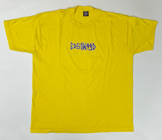 Edgewood NJ first edition “Deeper Than The Roots.” Tee 2XL 26.25x32.25 Inches 90s Fruit Of The Loom USA 50/50 Blend Bright Yellow