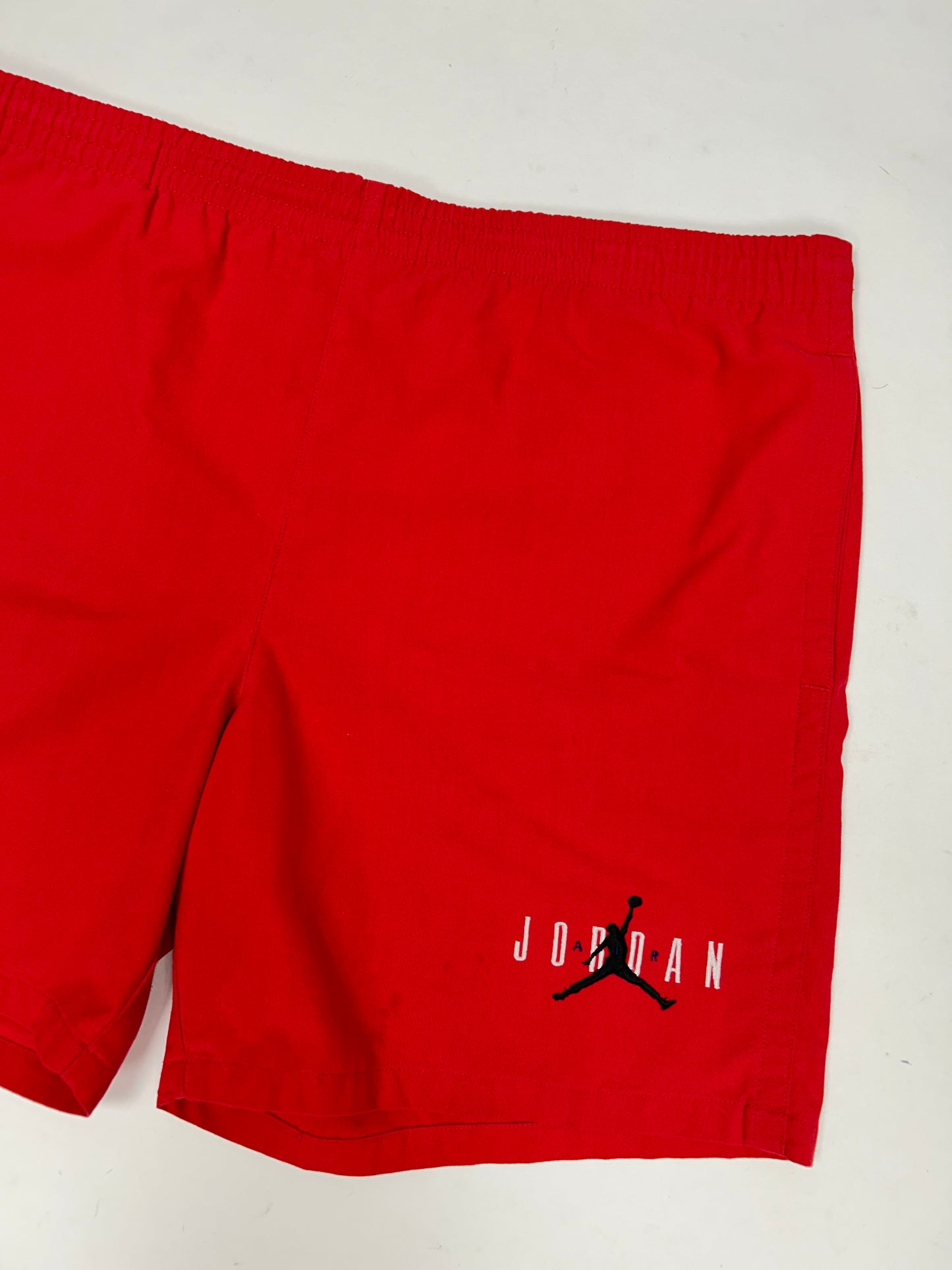 Vintage Nike Air Jordan 'Spellout Logo' Red Drawstring Shorts 1991 Rare Large Fit Big 21x20 Inches