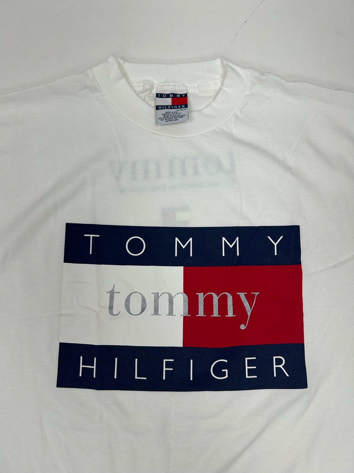 Vintage Tommy Hilfiger The Real American Fragrance Big Flag Tee Made in USA XL