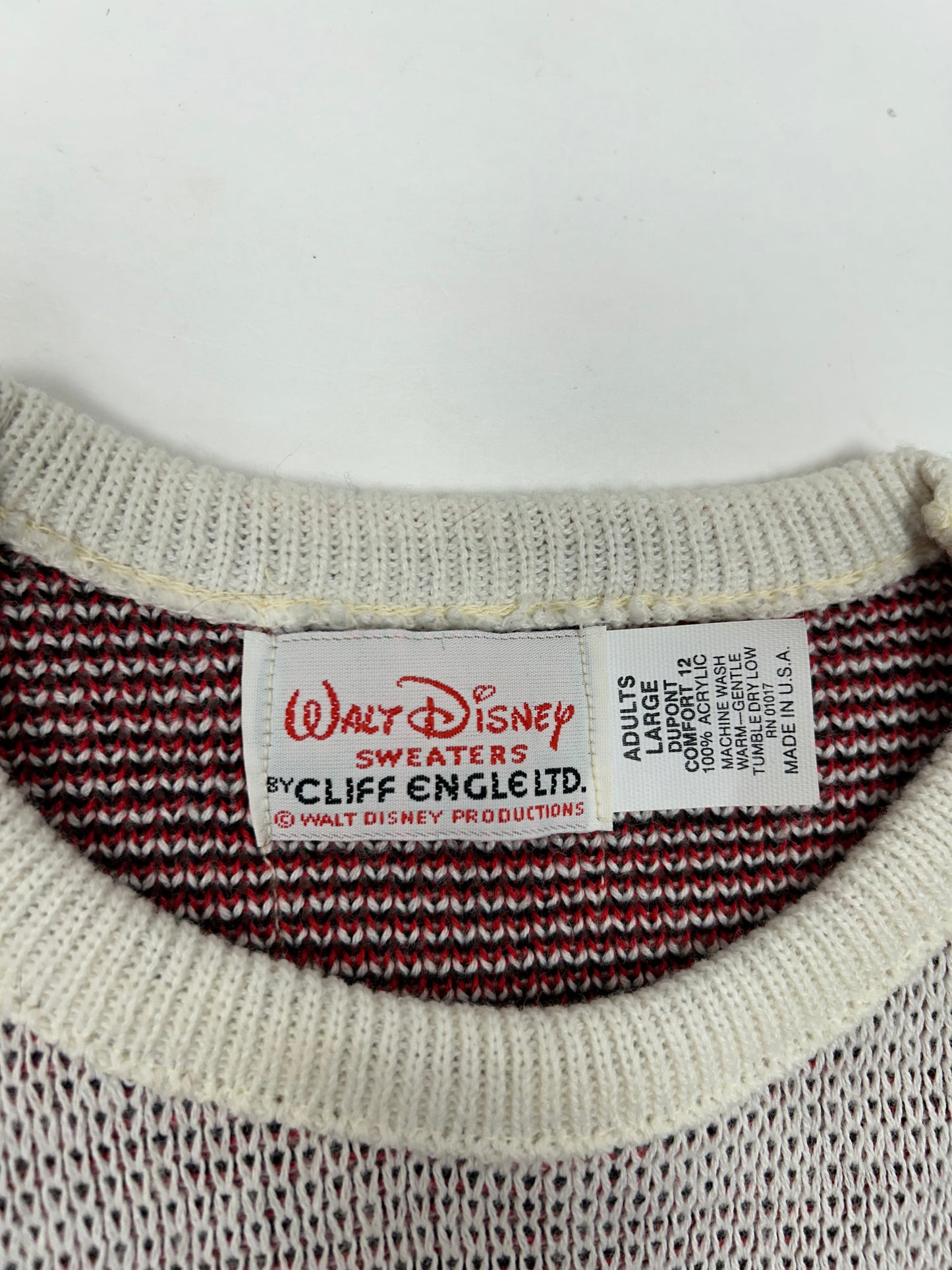 Vintage Cliff Engle Mickey Mouse Baseball Disney Sweater USA Large/Medium 23.25x26.75 Inches