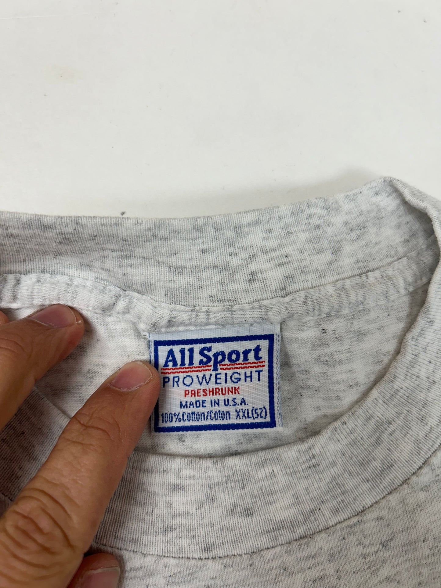 Edgewood NJ first edition “Deeper Than The Roots.” Long Sleeve Tee 2XL Allsport Tag 100% Cotton Made In USA Heather Gray