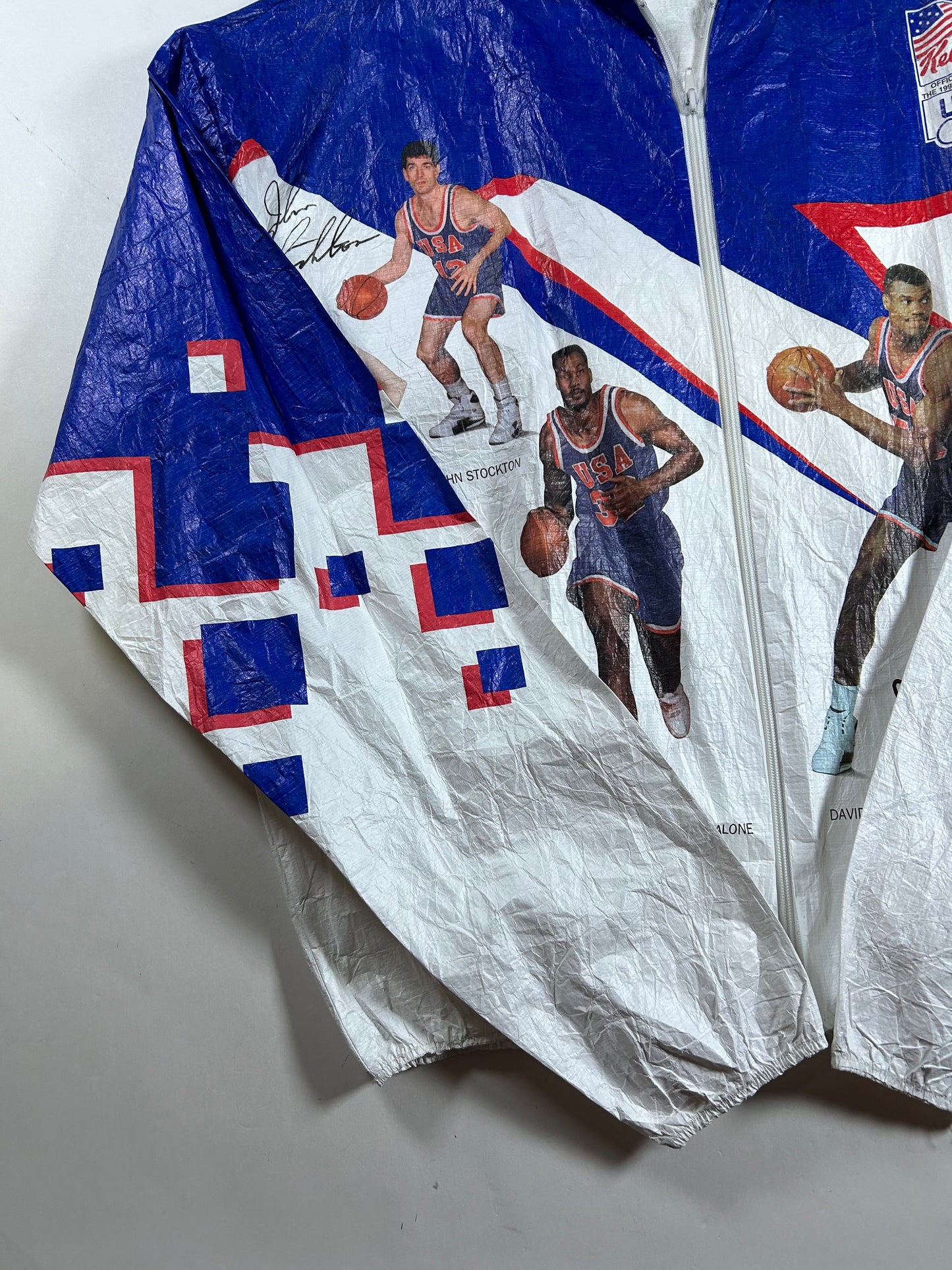 Vintage 1992 Barcelona Olympic Basketball Dream Team Jacket  Kellogg's Tyvek Size Large 25.75x27.25 Inches
